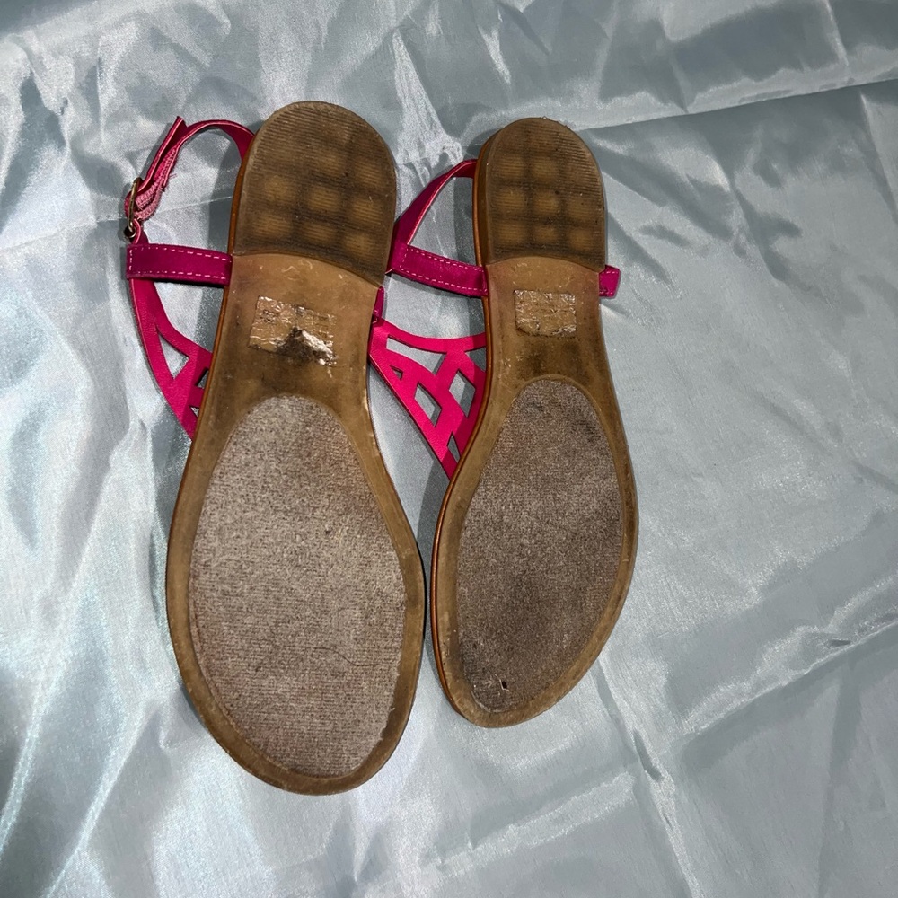 Pink Rhinestone T-Strap Sandals - Picture 3 of 6